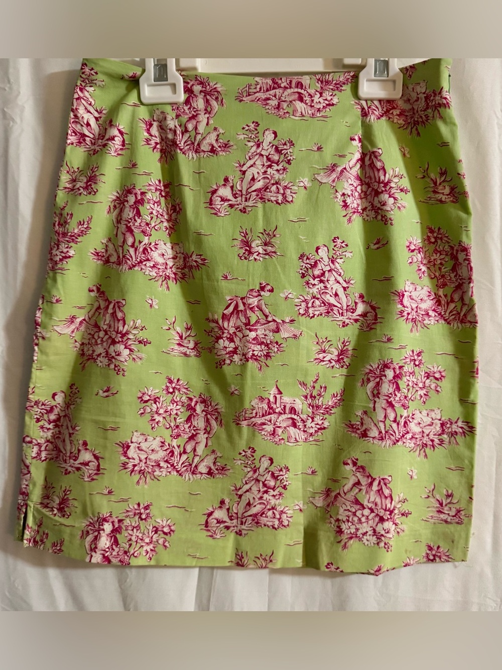 Catherine Stewart Belle Pointe Toile Skirt - Spring Green & Pink Pastoral Size 4